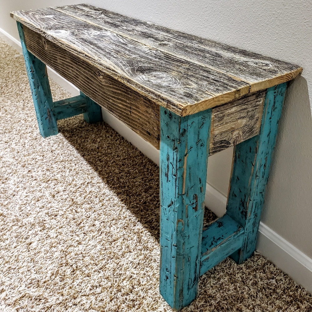Handcrafted one-of-a-kind distressed wood bench